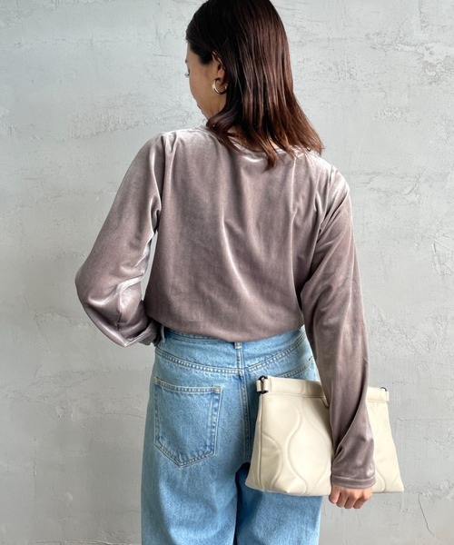JF Ready Made（ジェイエフレディメイド）の「[Jf Ready Made/ジェイエフレディメイド] クルーネックベロアカットソー（Tシャツ/カットソー・レディース・ピンク/ブラック/グレー/イエロー・F）」の19枚目の写真