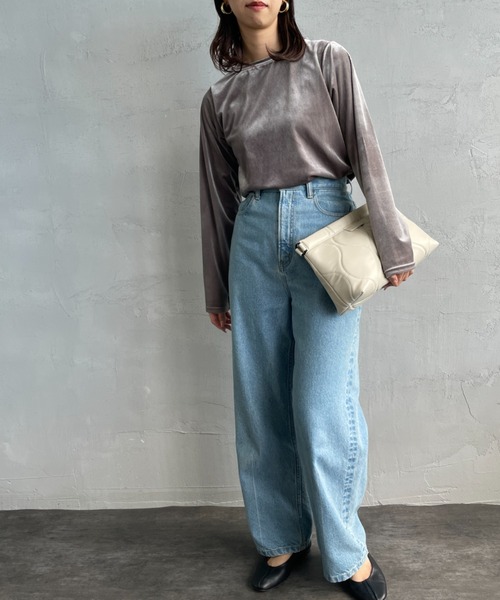 JF Ready Made（ジェイエフレディメイド）の「[Jf Ready Made/ジェイエフレディメイド] クルーネックベロアカットソー（Tシャツ/カットソー・レディース・ピンク/ブラック/グレー/イエロー・F）」の7枚目の写真
