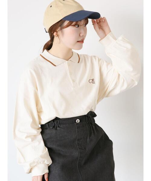 ehka sopo（エヘカソポ）の「ワンポイントポロシャツ（Tシャツ/カットソー・レディース・ネイビー/キナリ/グリーン・F）」の5枚目の写真