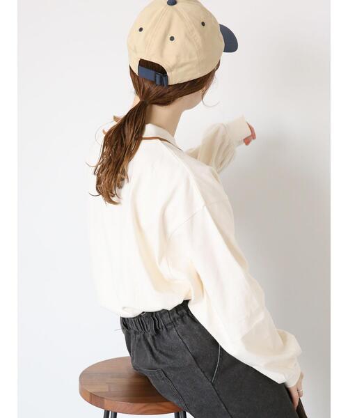 ehka sopo（エヘカソポ）の「ワンポイントポロシャツ（Tシャツ/カットソー・レディース・ネイビー/キナリ/グリーン・F）」の6枚目の写真