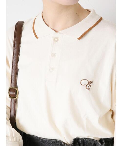 ehka sopo（エヘカソポ）の「ワンポイントポロシャツ（Tシャツ/カットソー・レディース・ネイビー/キナリ/グリーン・F）」の7枚目の写真