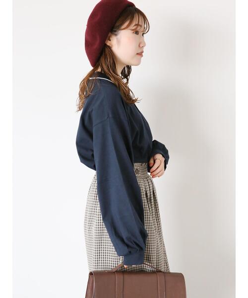 ehka sopo（エヘカソポ）の「ワンポイントポロシャツ（Tシャツ/カットソー・レディース・ネイビー/キナリ/グリーン・F）」の9枚目の写真