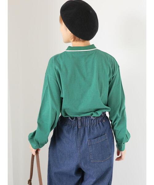 ehka sopo（エヘカソポ）の「ワンポイントポロシャツ（Tシャツ/カットソー・レディース・ネイビー/キナリ/グリーン・F）」の11枚目の写真