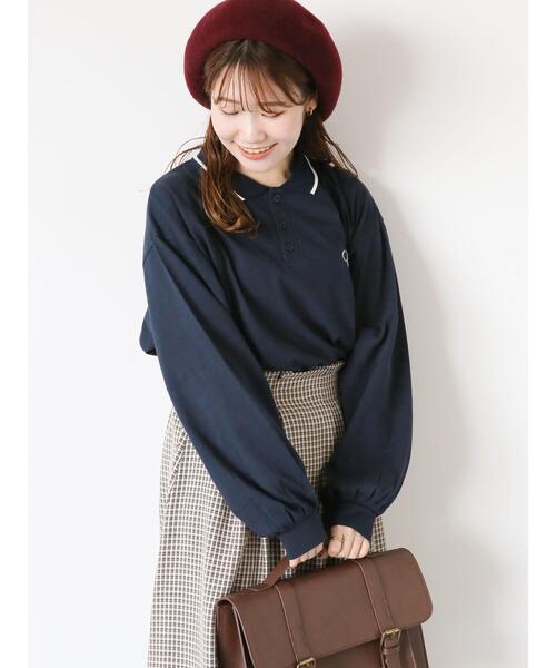 ehka sopo（エヘカソポ）の「ワンポイントポロシャツ（Tシャツ/カットソー・レディース・ネイビー/キナリ/グリーン・F）」の14枚目の写真