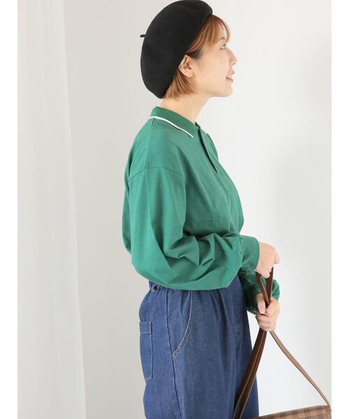 ehka sopo（エヘカソポ）の「ワンポイントポロシャツ（Tシャツ/カットソー・レディース・ネイビー/キナリ/グリーン・F）」の20枚目の写真