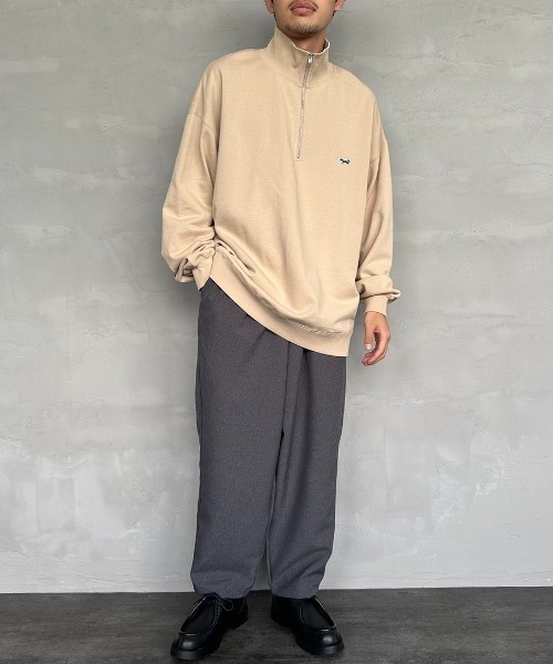 TOWNCRAFT（タウンクラフト）の「[TOWN CRAFT/タウンクラフト・THE FOX/ザフォックス] 別注 ワンポイントロゴ ハーフジップスウェット（スウェット・レディース・グレー/ブラック/ベージュ・M/L/S）」の14枚目の写真