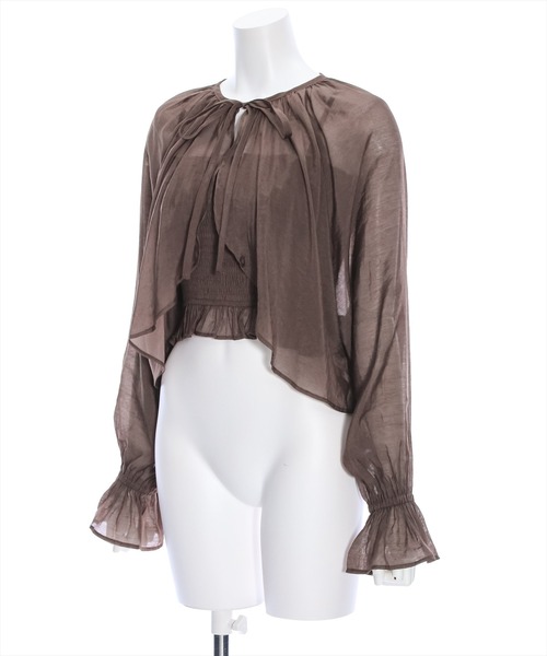 clear（クリア）の「リボンボレロブラウス＆キャミソールセット（カーディガン/ボレロ・レディース・ブラウン/ベージュ/ブラック/アイボリー・F）」の5枚目の写真