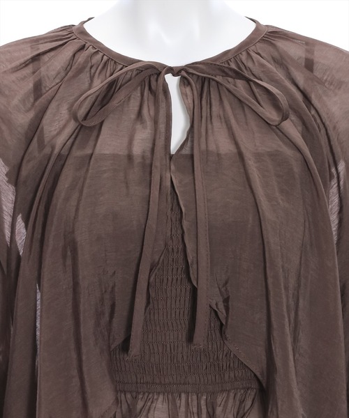 clear（クリア）の「リボンボレロブラウス＆キャミソールセット（カーディガン/ボレロ・レディース・ブラウン/ベージュ/ブラック/アイボリー・F）」の10枚目の写真