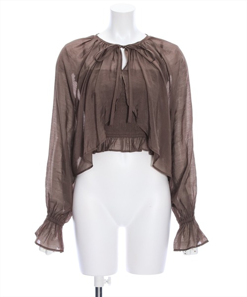 clear（クリア）の「リボンボレロブラウス＆キャミソールセット（カーディガン/ボレロ・レディース・ブラウン/ベージュ/ブラック/アイボリー・F）」の22枚目の写真