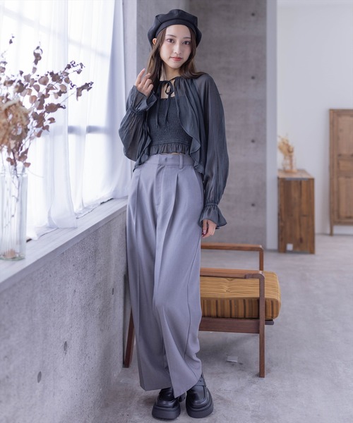 clear（クリア）の「リボンボレロブラウス＆キャミソールセット（カーディガン/ボレロ・レディース・ブラウン/ベージュ/ブラック/アイボリー・F）」の16枚目の写真