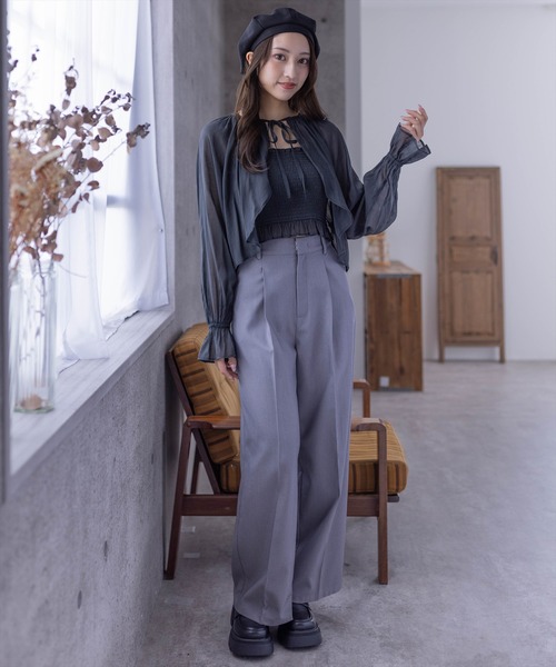 clear（クリア）の「リボンボレロブラウス＆キャミソールセット（カーディガン/ボレロ・レディース・ブラウン/ベージュ/ブラック/アイボリー・F）」の17枚目の写真