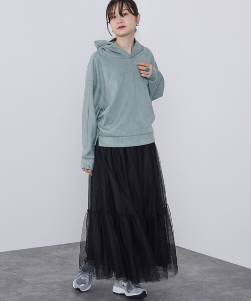 BEAMS HEART（ビームスハート）の「BEAMS HEART / チュール ロングスカート（スカート・レディース・ブラック/ブラウン・FREE）」の3枚目の写真