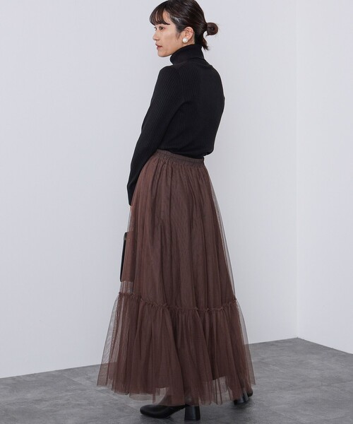 BEAMS HEART（ビームスハート）の「BEAMS HEART / チュール ロングスカート（スカート・レディース・ブラック/ブラウン・FREE）」の7枚目の写真