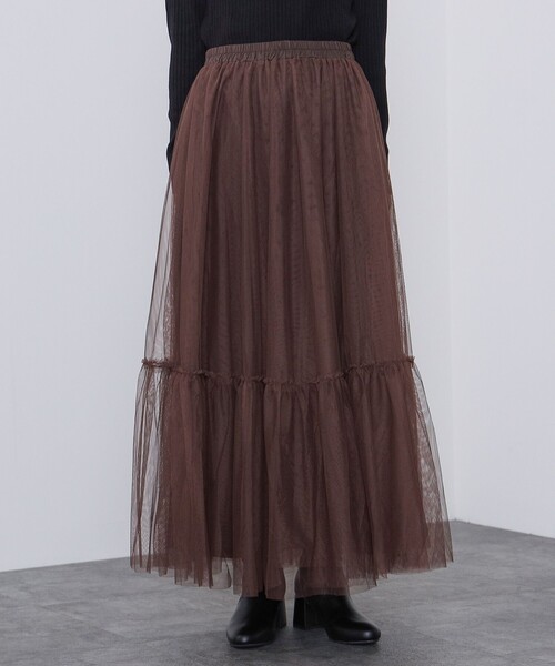 BEAMS HEART（ビームスハート）の「BEAMS HEART / チュール ロングスカート（スカート・レディース・ブラック/ブラウン・FREE）」の10枚目の写真