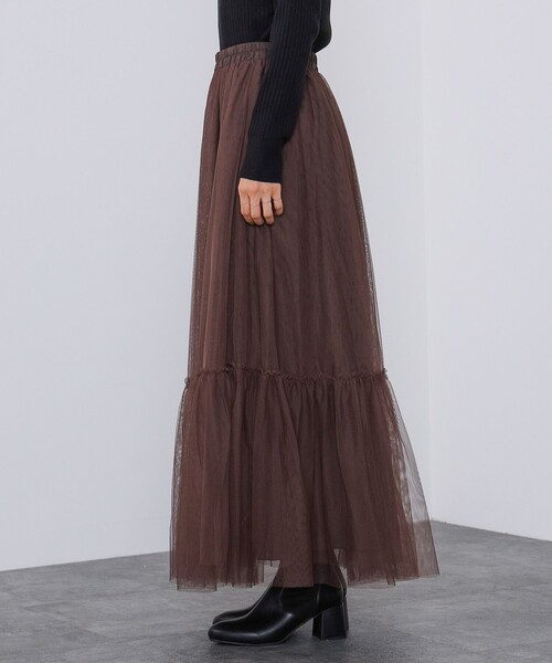 BEAMS HEART（ビームスハート）の「BEAMS HEART / チュール ロングスカート（スカート・レディース・ブラック/ブラウン・FREE）」の11枚目の写真