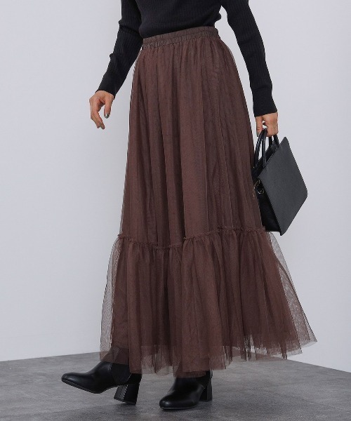 BEAMS HEART（ビームスハート）の「BEAMS HEART / チュール ロングスカート（スカート・レディース・ブラック/ブラウン・FREE）」の22枚目の写真