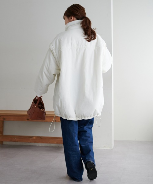 DISCOAT（ディスコート）の「【WEB限定】袖取り外し中綿ブルゾン（ダウンジャケット/コート・レディース・アイボリー/ブラック・MEDIUM）」の5枚目の写真