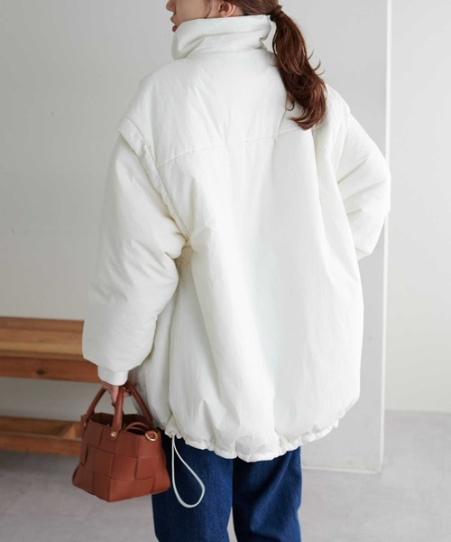 DISCOAT（ディスコート）の「【WEB限定】袖取り外し中綿ブルゾン（ダウンジャケット/コート・レディース・アイボリー/ブラック・MEDIUM）」の8枚目の写真