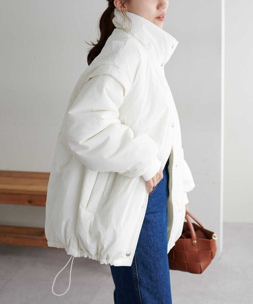 DISCOAT（ディスコート）の「【WEB限定】袖取り外し中綿ブルゾン（ダウンジャケット/コート・レディース・アイボリー/ブラック・MEDIUM）」の7枚目の写真