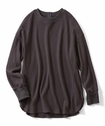 IEDIT ハニカム柄ワッフル素材のバックボタンプルオーバー