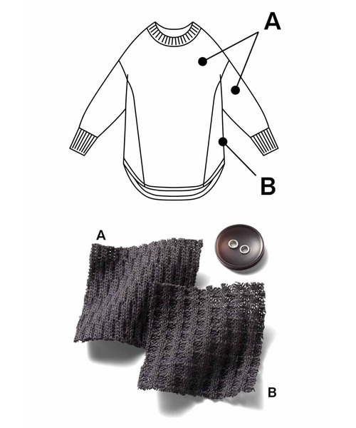 IEDIT（イディット）の「ＩＥＤＩＴ　ハニカム柄ワッフル素材のバックボタンプルオーバー（Tシャツ/カットソー・レディース・ネイビー/チャコールグレー/ホワイト・LARGE/MEDIUM/X-LARGE/XX-LARGE/SMALL/XXX-LARGE）」の13枚目の写真