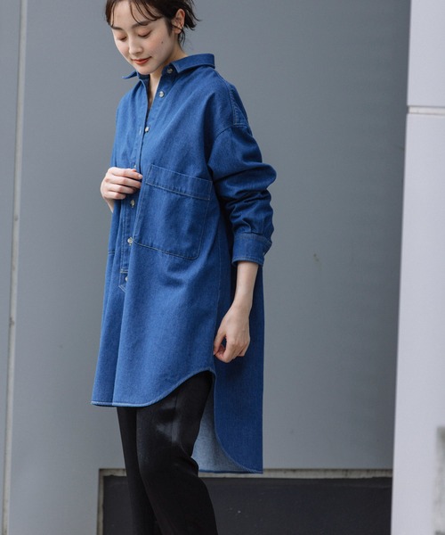 Munich（ミューニック）の「10ozスラブデニムシャツ（シャツ/ブラウス・レディース・キナリ/ブルー/ネイビー・FREE）」の14枚目の写真