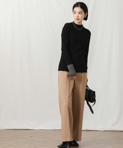 Gready Brilliant（グレディブリリアン）の「リブボトルＮ袖バイカラーニット（ニット/セーター・レディース・アイボリー/ブラック/トップグレー・FREE）」の12枚目の写真