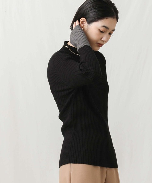 Gready Brilliant（グレディブリリアン）の「リブボトルＮ袖バイカラーニット（ニット/セーター・レディース・アイボリー/ブラック/トップグレー・FREE）」の16枚目の写真