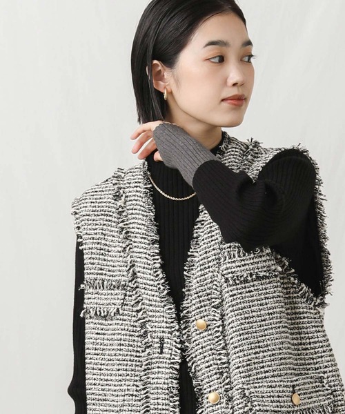 Gready Brilliant（グレディブリリアン）の「リブボトルＮ袖バイカラーニット（ニット/セーター・レディース・アイボリー/ブラック/トップグレー・FREE）」の20枚目の写真