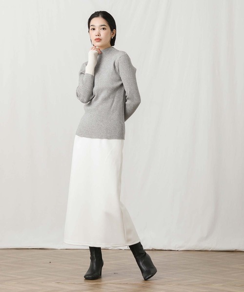 Gready Brilliant（グレディブリリアン）の「リブボトルＮ袖バイカラーニット（ニット/セーター・レディース・アイボリー/ブラック/トップグレー・FREE）」の4枚目の写真