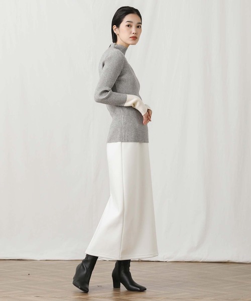 Gready Brilliant（グレディブリリアン）の「リブボトルＮ袖バイカラーニット（ニット/セーター・レディース・アイボリー/ブラック/トップグレー・FREE）」の5枚目の写真