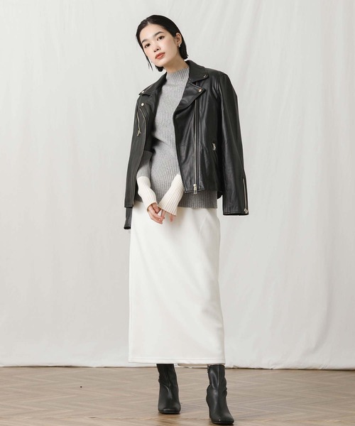 Gready Brilliant（グレディブリリアン）の「リブボトルＮ袖バイカラーニット（ニット/セーター・レディース・アイボリー/ブラック/トップグレー・FREE）」の10枚目の写真