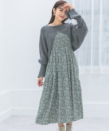 mysty woman | ショートニット柄キャミワンピ　988025(ワンピース)