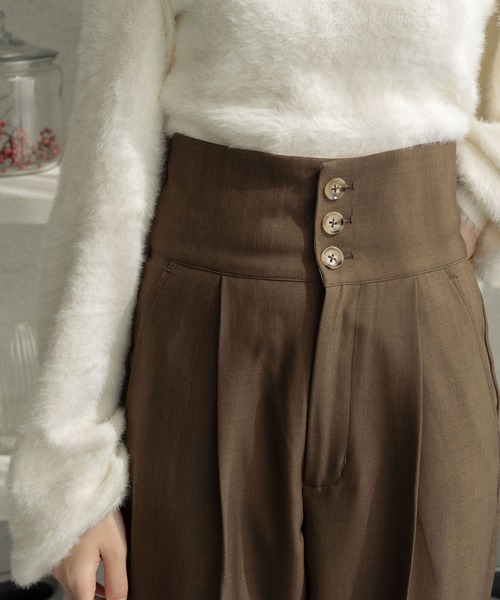 Ambre Neige（アンブルネージュ）の「折り返しストレートパンツ／【WEB/EC限定商品】（スラックス・レディース・チャコールグレー/ダークブラウン・FREE）」の9枚目の写真