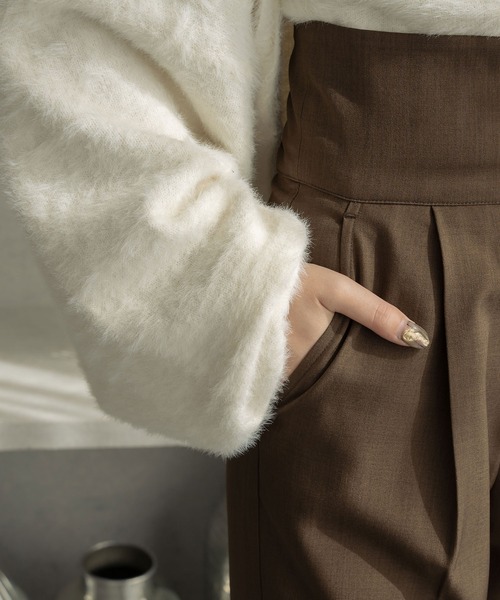 Ambre Neige（アンブルネージュ）の「折り返しストレートパンツ／【WEB/EC限定商品】（スラックス・レディース・チャコールグレー/ダークブラウン・FREE）」の11枚目の写真