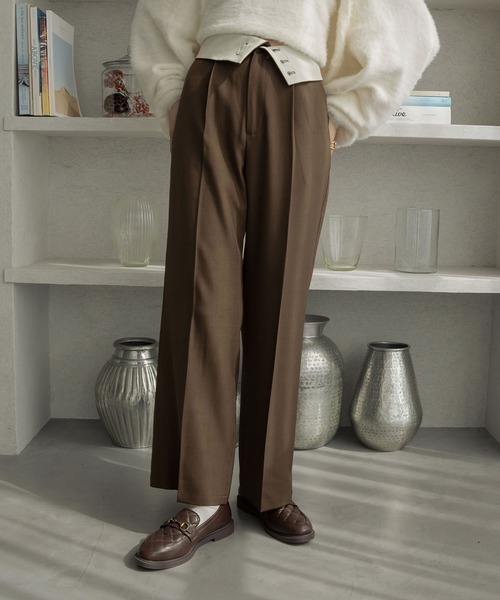 Ambre Neige（アンブルネージュ）の「折り返しストレートパンツ／【WEB/EC限定商品】（スラックス・レディース・チャコールグレー/ダークブラウン・FREE）」の7枚目の写真