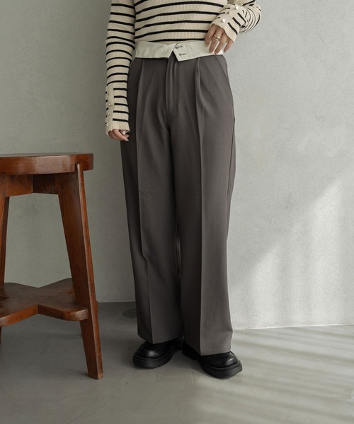 Ambre Neige（アンブルネージュ）の「折り返しストレートパンツ／【WEB/EC限定商品】（スラックス・レディース・チャコールグレー/ダークブラウン・FREE）」の13枚目の写真