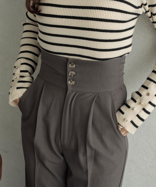 Ambre Neige（アンブルネージュ）の「折り返しストレートパンツ／【WEB/EC限定商品】（スラックス・レディース・チャコールグレー/ダークブラウン・FREE）」の17枚目の写真