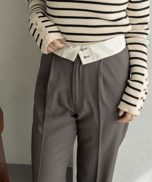 Ambre Neige（アンブルネージュ）の「折り返しストレートパンツ／【WEB/EC限定商品】（スラックス・レディース・チャコールグレー/ダークブラウン・FREE）」の18枚目の写真