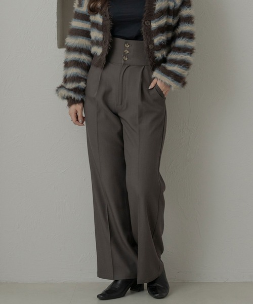 Ambre Neige（アンブルネージュ）の「折り返しストレートパンツ／【WEB/EC限定商品】（スラックス・レディース・チャコールグレー/ダークブラウン・FREE）」の16枚目の写真