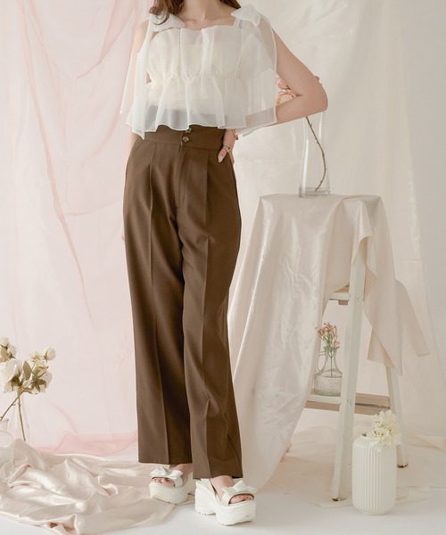 Ambre Neige（アンブルネージュ）の「折り返しストレートパンツ／【WEB/EC限定商品】（スラックス・レディース・チャコールグレー/ダークブラウン・FREE）」の20枚目の写真