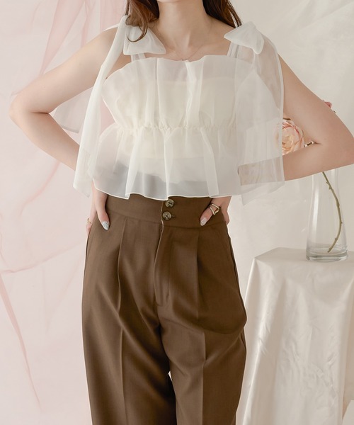 Ambre Neige（アンブルネージュ）の「折り返しストレートパンツ／【WEB/EC限定商品】（スラックス・レディース・チャコールグレー/ダークブラウン・FREE）」の21枚目の写真