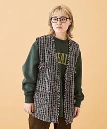 CUBE SUGAR（キューブシュガー）の「ツイードフリンジVネックベスト（その他アウター・レディース）」