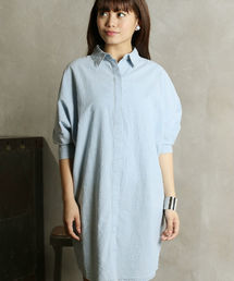 AZUL by moussy | ドルマンチュニック7分シャツOP(ワンピース)