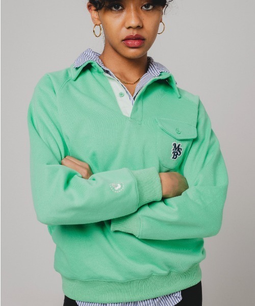 My sugar Babe(マイシュガーベイブ)の「MSB patch logo sweat polo shirt(スウェット・メンズ・ブルー/グレー/グリーン/アイボリー・LARGE/MEDIUM)」の9枚目の写真