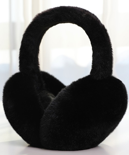 レディース 折りたためるふんわりフェイクファーイヤーマフ 耳当て
