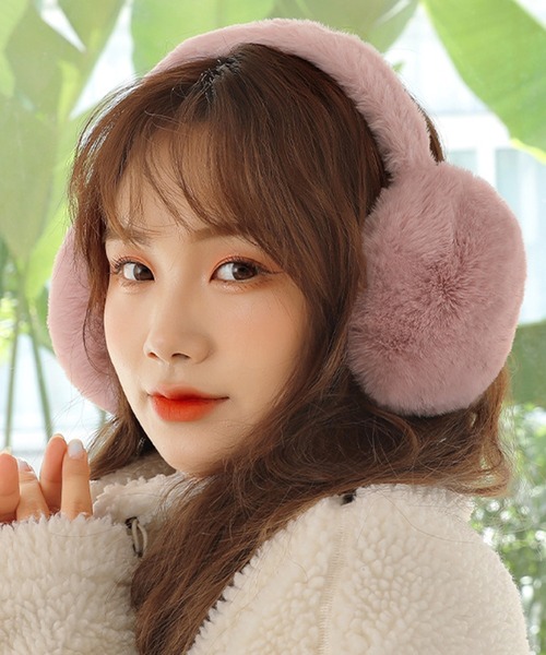 セール】レディース 折りたためるふんわりフェイクファーイヤーマフ 耳