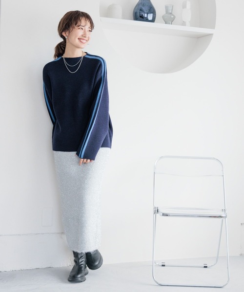 LEPSIM(レプシィム)の「7ゲージラメニットスカート 987328(スカート・レディース・シルバー/ピンク/ブラック・FREE)」の13枚目の写真