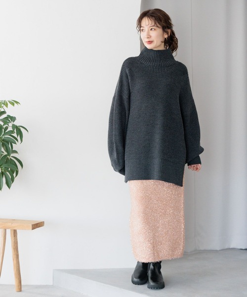 LEPSIM(レプシィム)の「7ゲージラメニットスカート 987328(スカート・レディース・シルバー/ピンク/ブラック・FREE)」の19枚目の写真