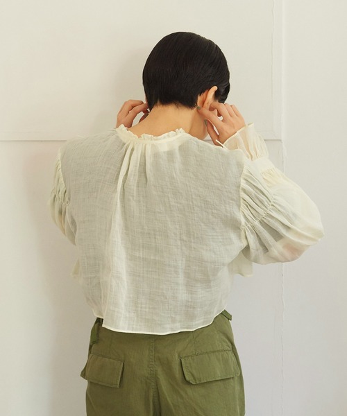 ☆新品☆チャイルドウーマン ラミーローンブラウス カーキ Dot&Stripes CHILDWOMAN - ☆新品☆チャイルドウーマン ラミー